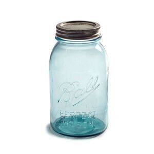 BALL Mason Jar Collector's Edition Aqua Blue Regular Mouth Quart Glass Band Seal